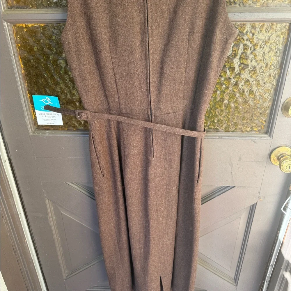 1960s Elegant Brown wool Sleeveless Dress - Picture 7 of 12